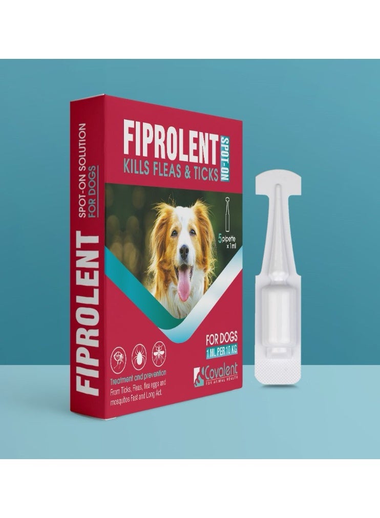 Covalent Fiprolent Spot-On Ticks and Fleas Treatment for Dogs 5 Ampoules From Varmacy